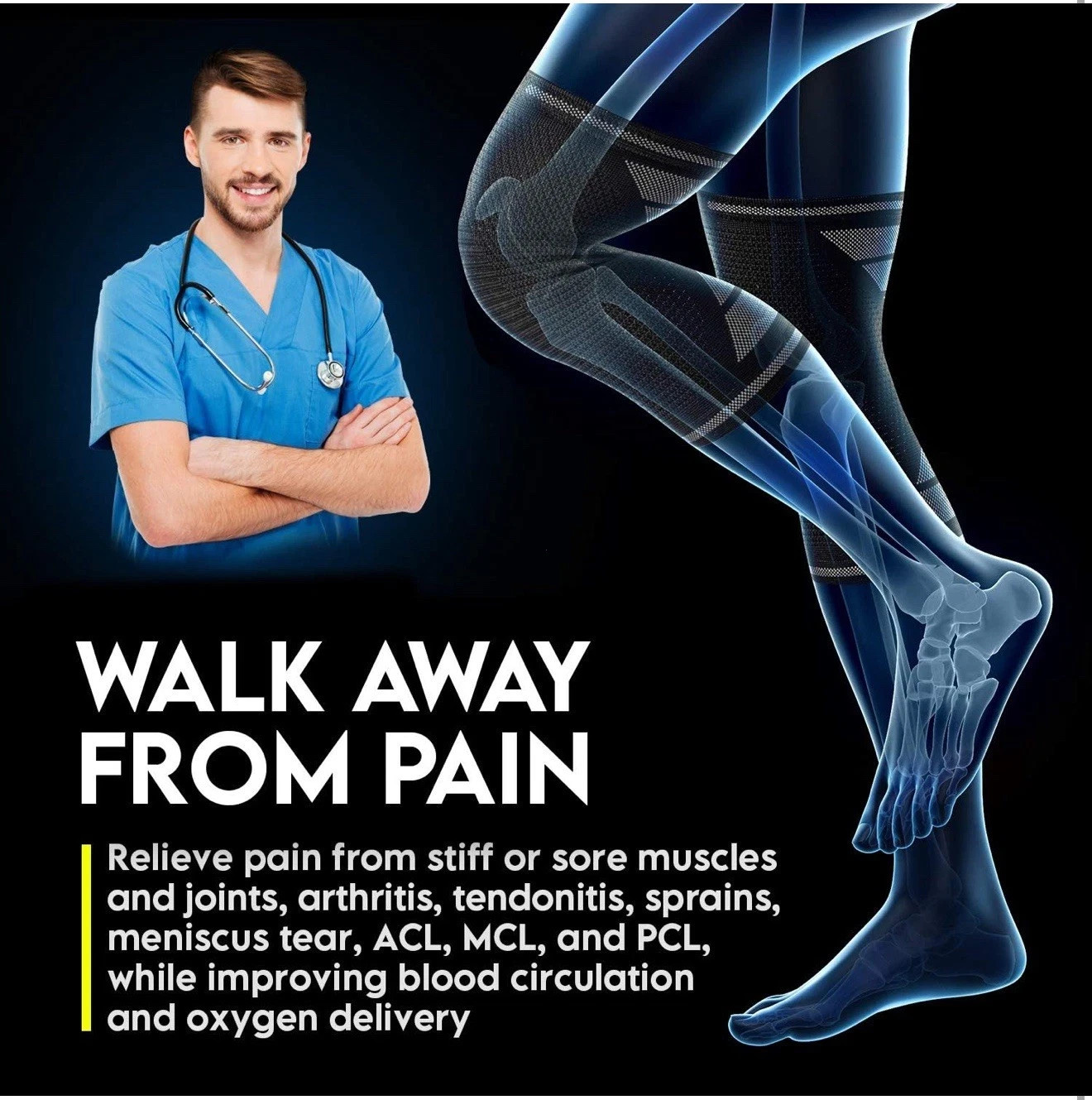 Compression Knee Sleeves for Knee Pain for Women & Men (Pair) Knee braces M-XXL
