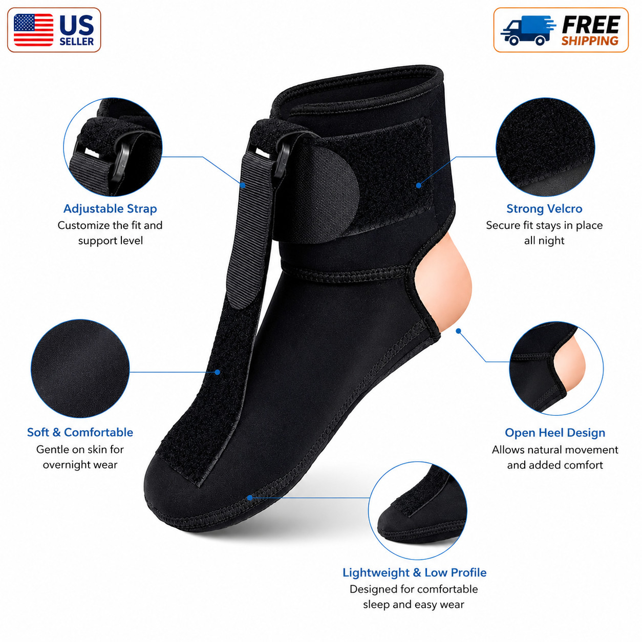 Plantar Fasciitis Night Splint Sock Adjustable Foot Brace Heel Pain Relief