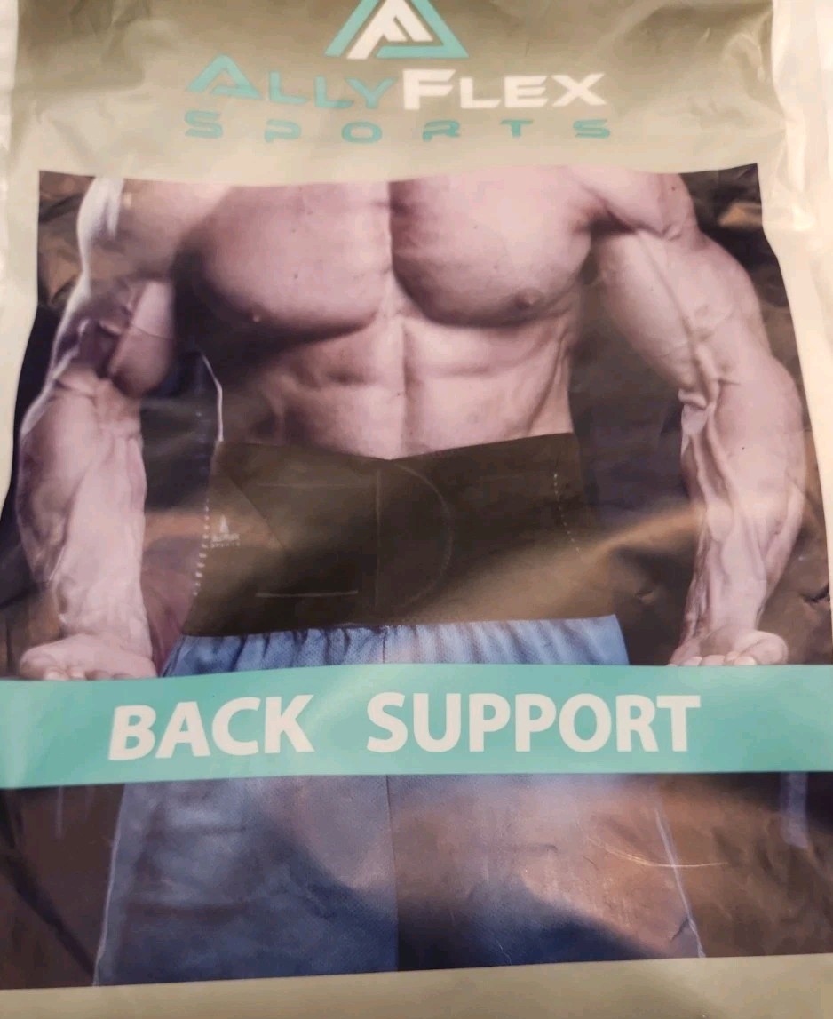 AllyFlex Sports Large Back Brace CoolMax Technology Lumbar Sports Support Black