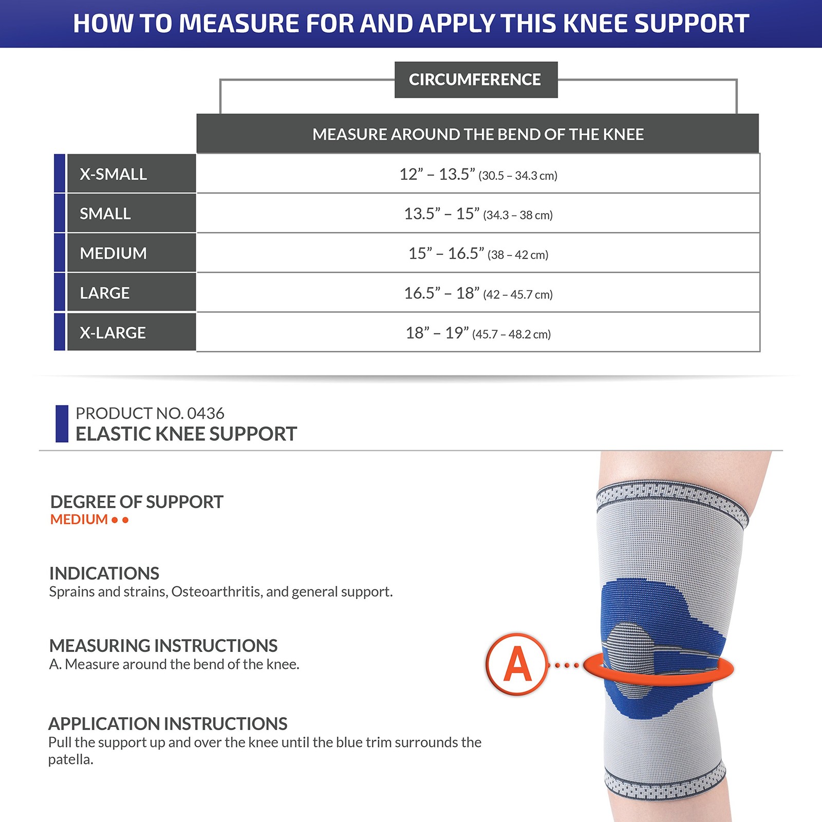 Champion Elastic Knee Support Compression Sleeve, Gray, Medium Medium, Gray