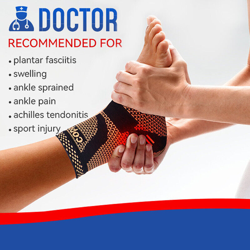 Copper Infused Ankle Support Compression Sleeve Men Women，for Foot Pain Relief
