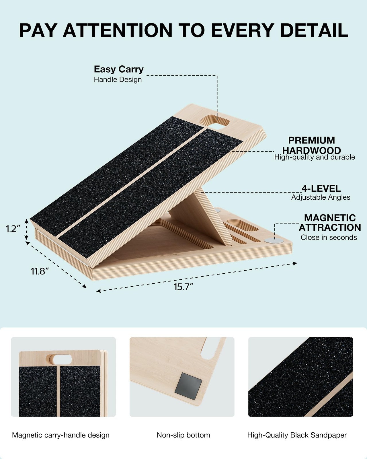 Slant Board for Calf-Stretching – Adjustable Wooden Incline Wedge for Squats …