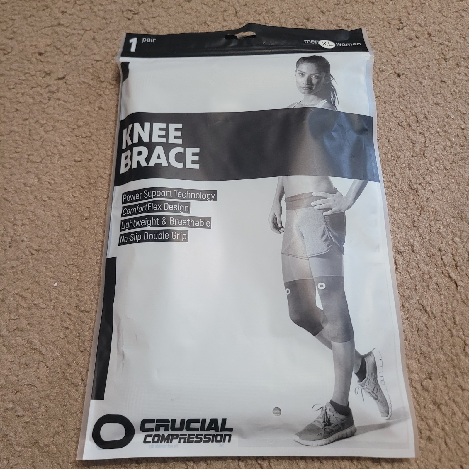 NEW Crucial Compression XL Knee Brace Sleeves Gray 1 Pair ComfortFlex Support