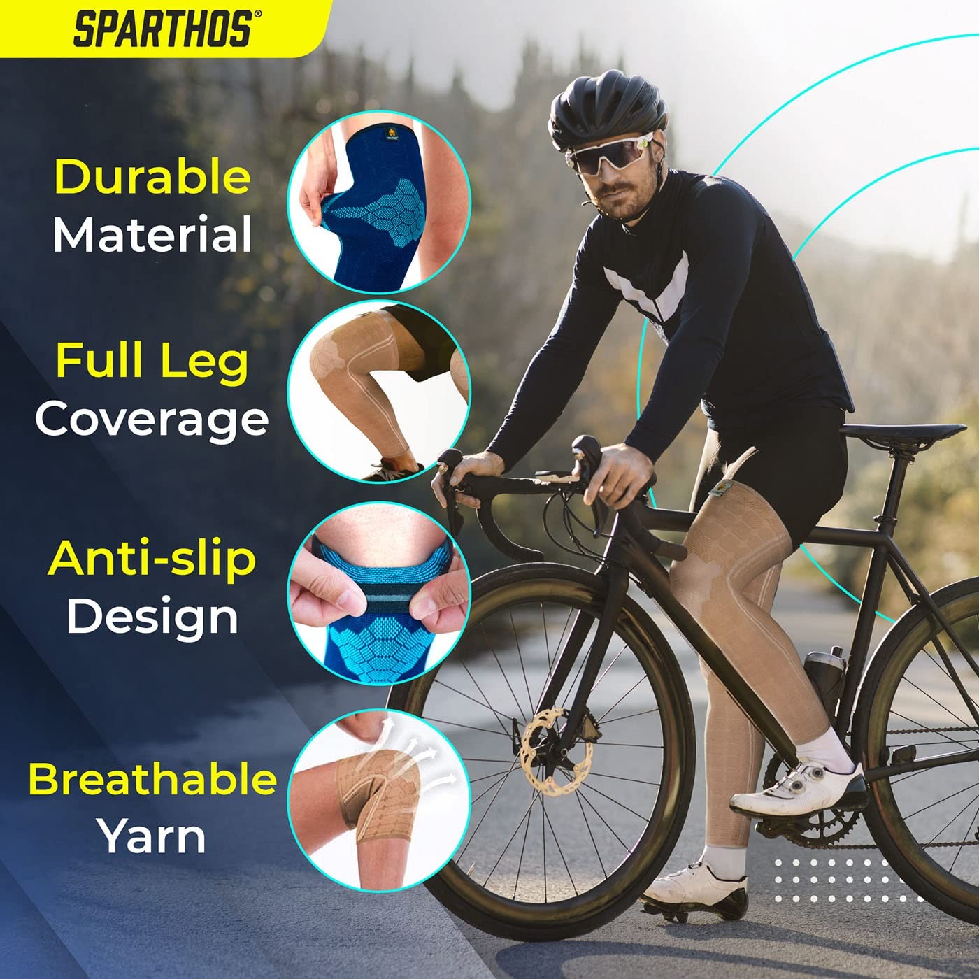 Sparthos Men’s Full Leg Compression Sleeve Beige XL