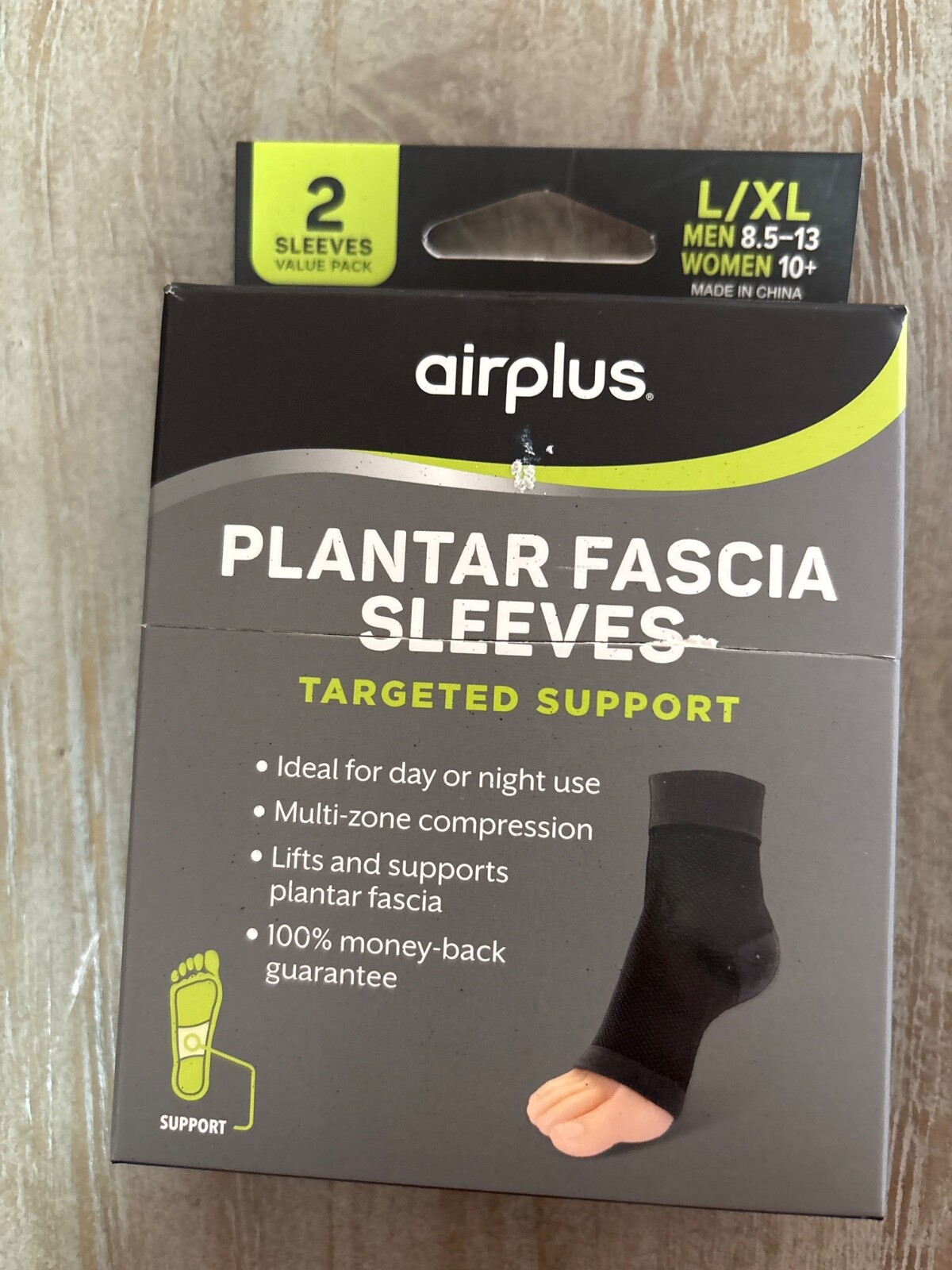 AirPlus Plantar Fascia Sleeves.. Targeted Support.. 2 Value Pack.. Large/XLarge