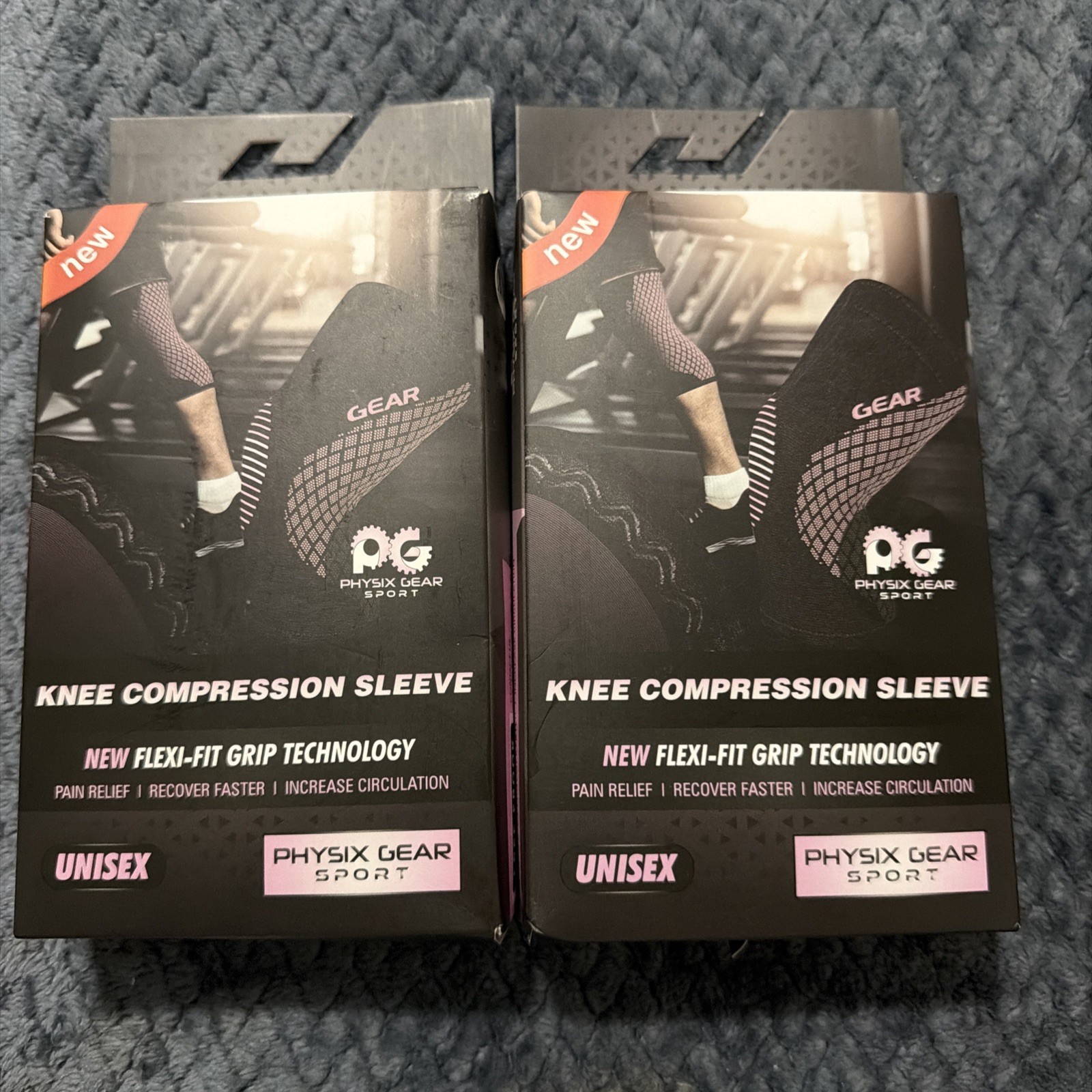 Physix Gear Sport Pink & Black Knee Brace Compression Sleeve XXL Lot of 2