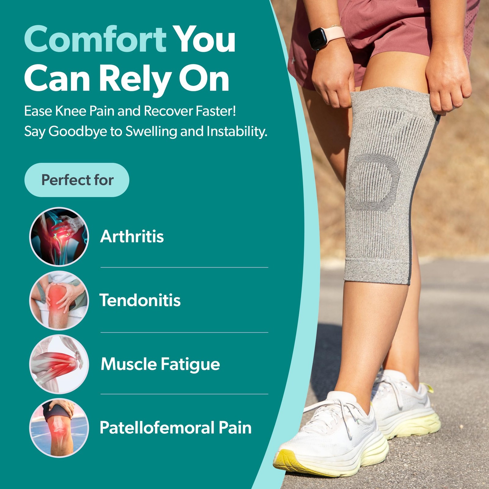 Knee Compression Sleeve – Knit Knee Pain Brace for Men or Women, Arthritis Re…