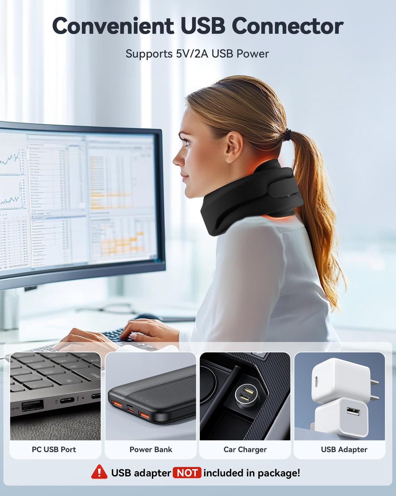 Heated Neck Brace Cervical Collar – Neck Brace with Heating Pad, Soft Foam Wr…