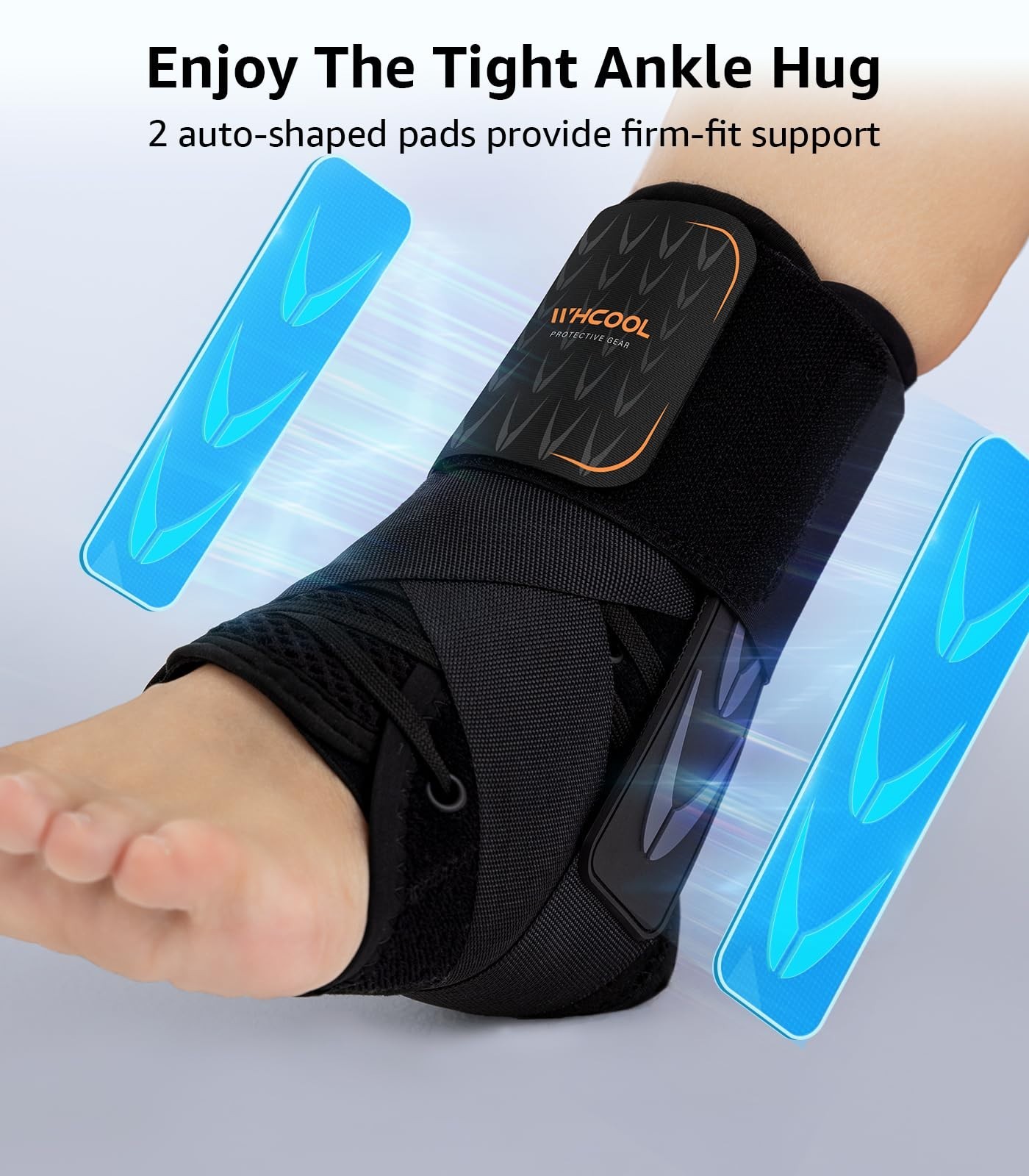 Slim-Fit Ankle Brace Support for Sprains, Quick Lace-Up Stabilizer, Air Fabric,