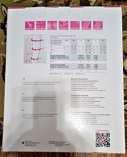 NIB – Medi Circaid Juxtafit Essentials Upper Leg with Knee – LEFT XSMALL