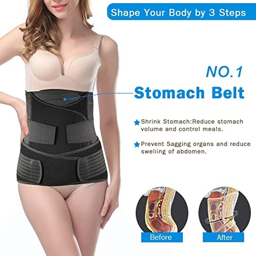 Postpartum Belly Band, 3-Piece Postpartum Girdle C One Size (US 4-12) Black