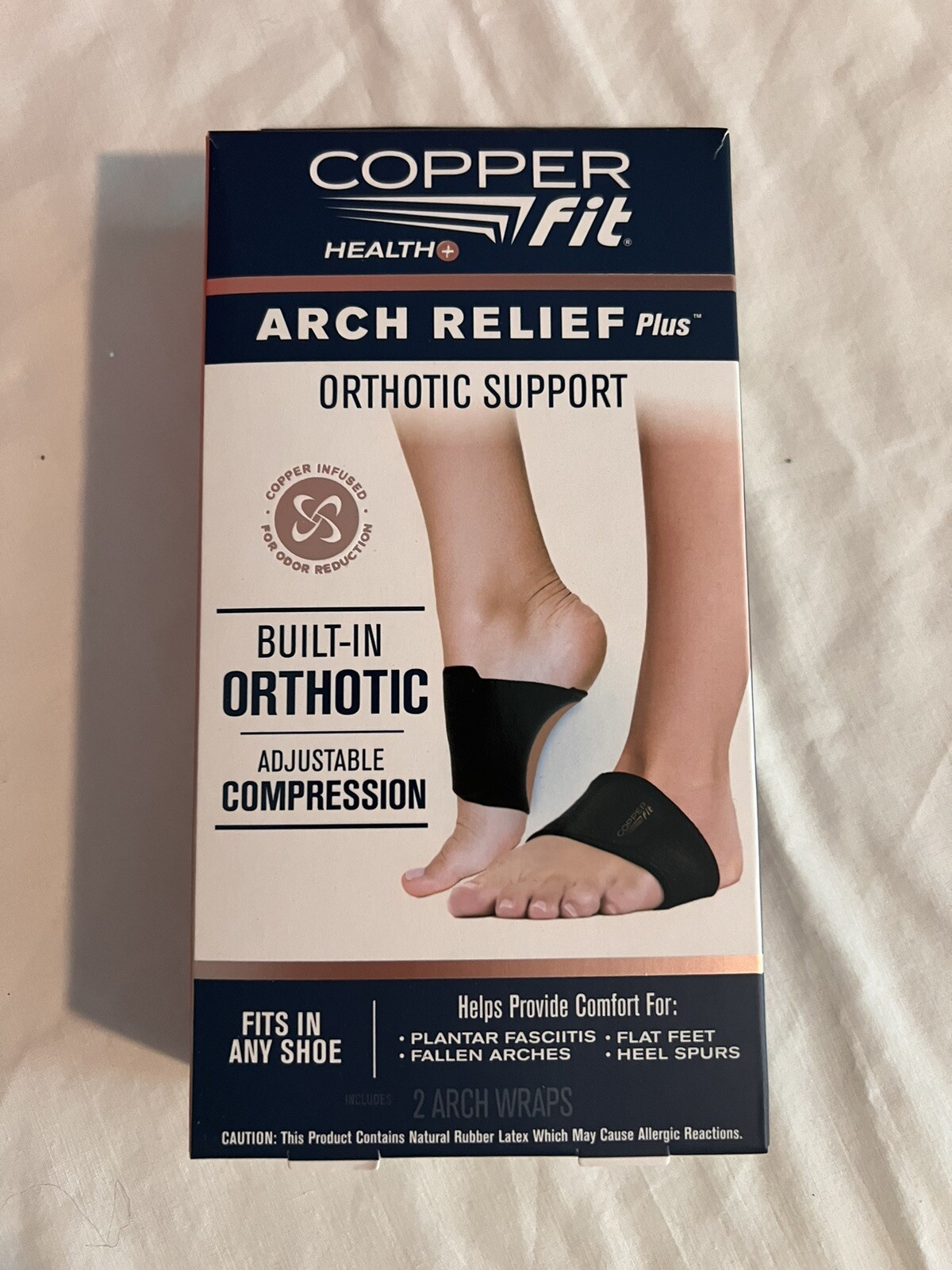 Copper Fit Health Unisex Arch Relief Plus with Built-In Orthotic Support – Black