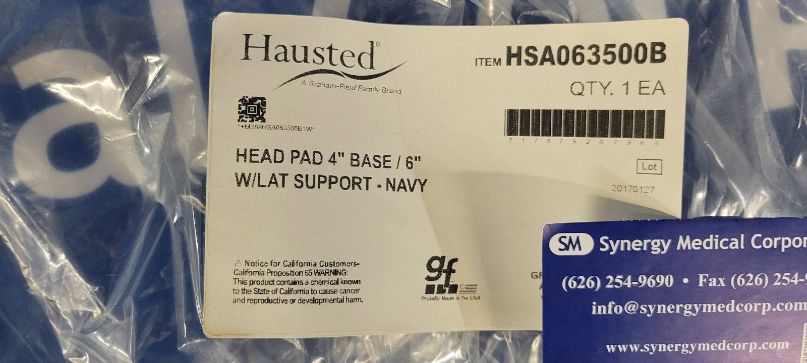 Hausted head pad 4″ base/ 6″ with Lat Support-NAVY