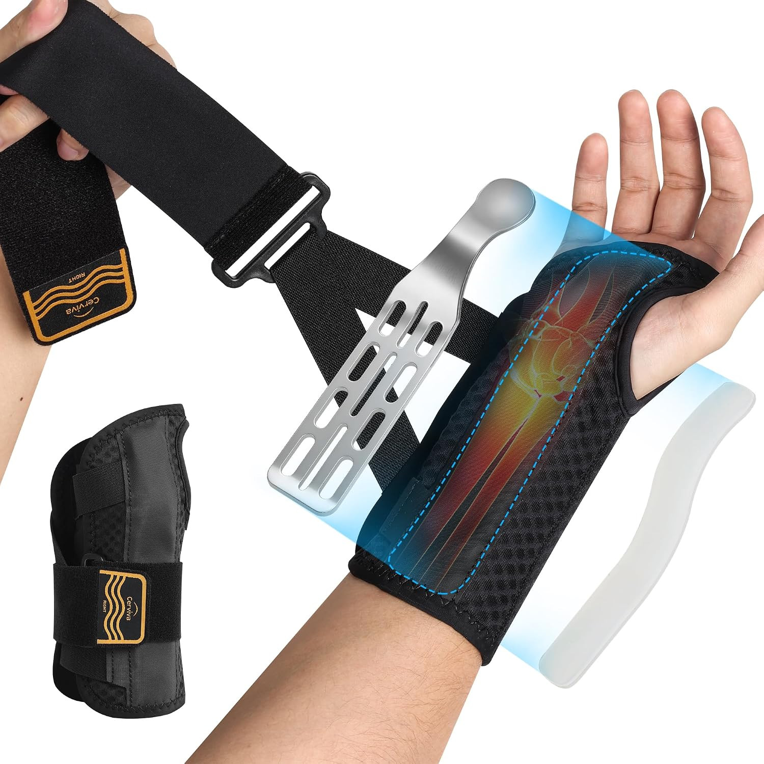 Carpal Tunnel Wrist Brace Night Support for Women Men, Pain Relief Metal Wrist S