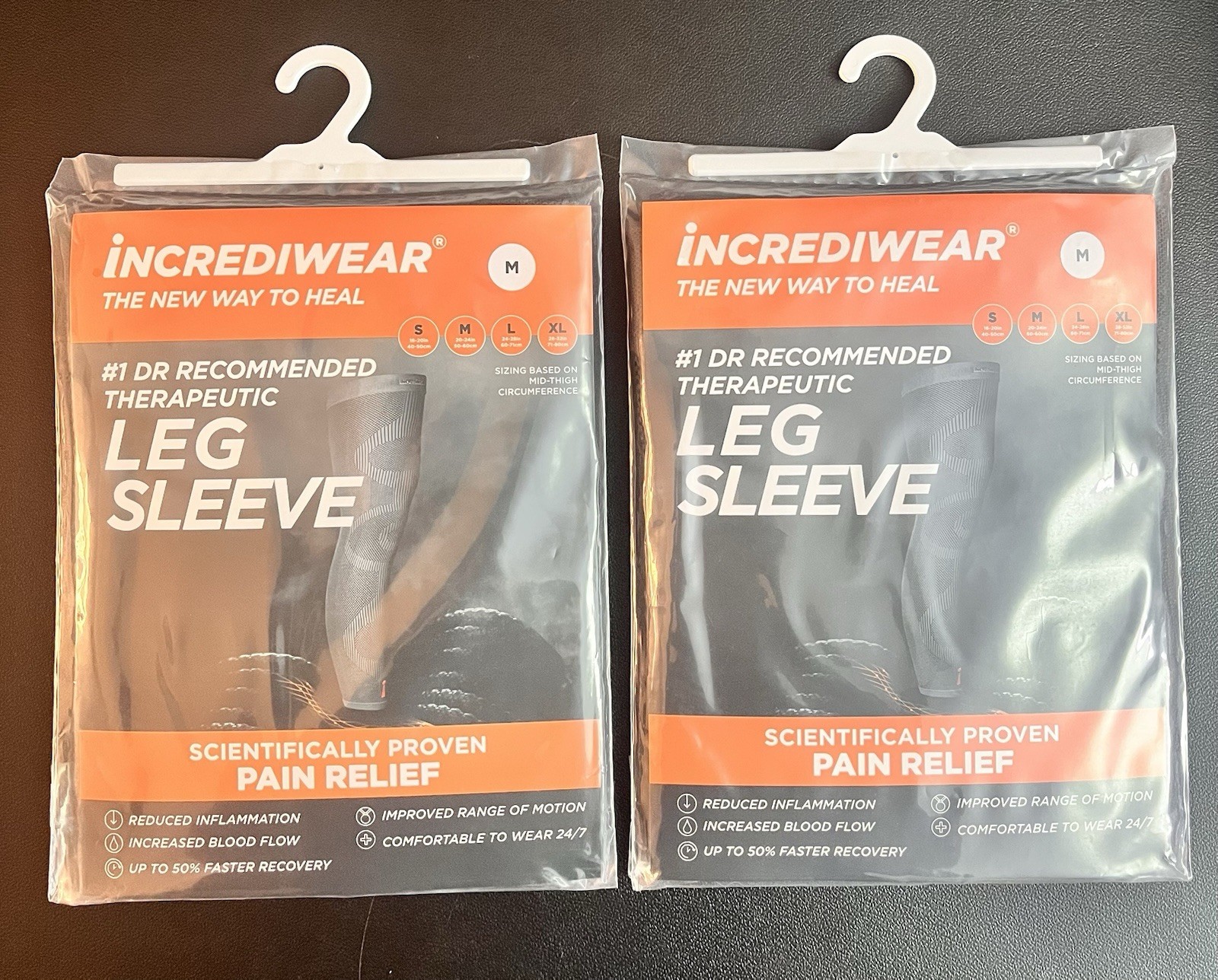 Incrediwear Leg Sleeve Pair Medium Charcoal Compression Sleeve – New