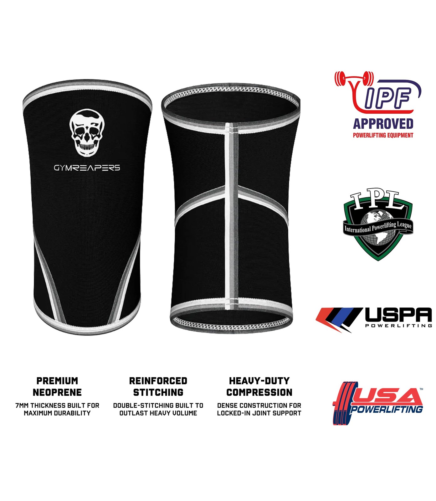 Gymreapers Knee Sleeves (1 Pair) with Gym Bag – IPF Approved – Support Compre…