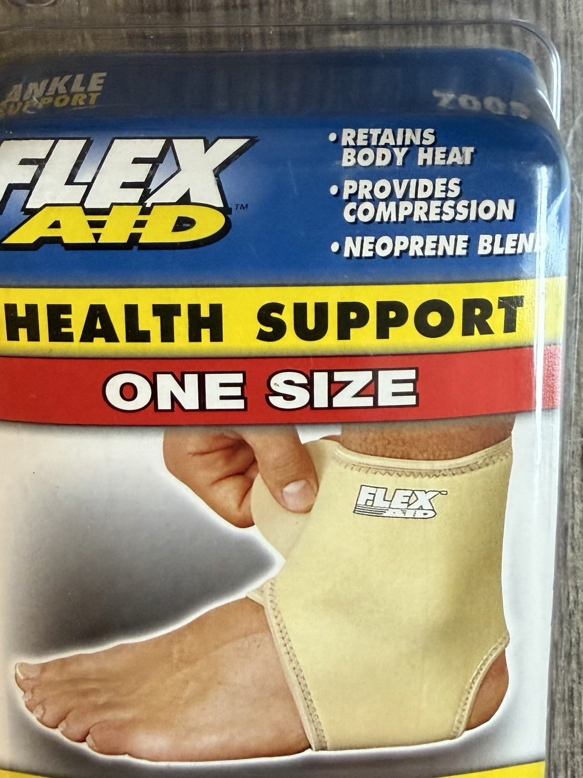 Flex Aid Adjustable Ankle Support Brace One Size Neoprene Blend New Sealed