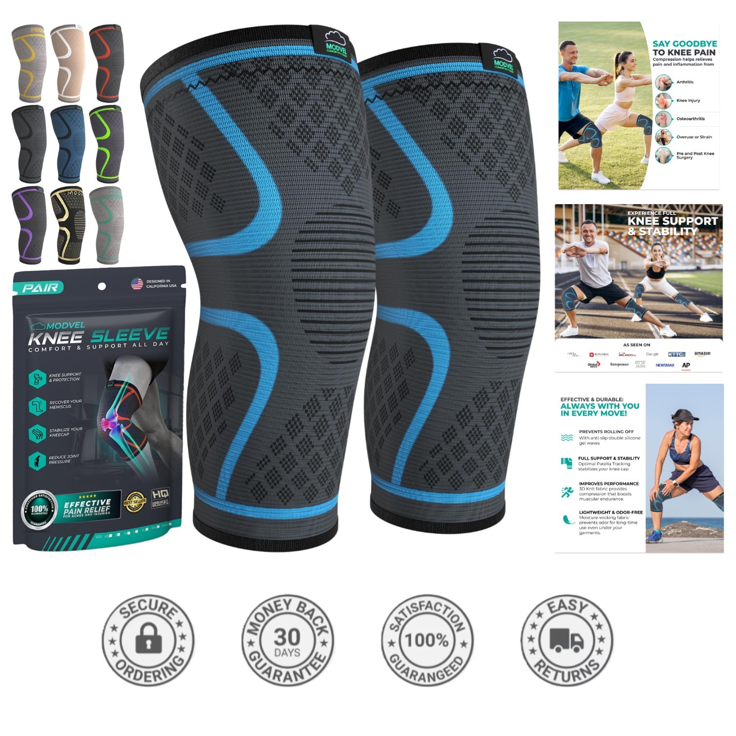 Nylon Knee Braces 2-Pack | Lightweight Support for Pain Relief – X-Large
