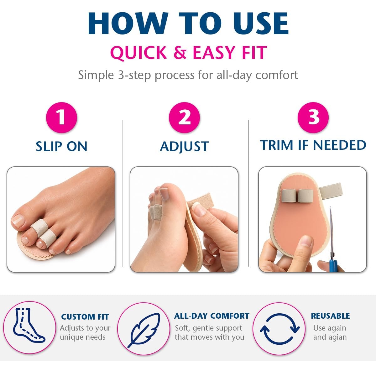 PediFix Double Toe Straightener OSFM Ball Foot Cushion Beige Pack of 2
