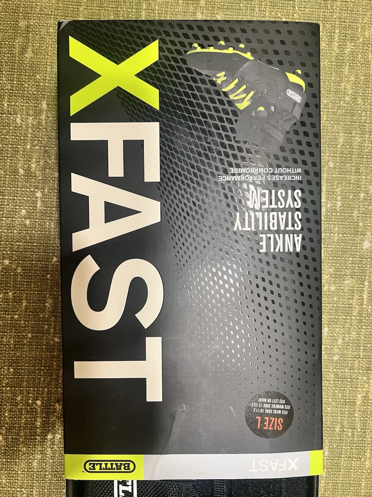 Battle XFAST Ankle Stability System Brace Size L Black Athletic Support NEW