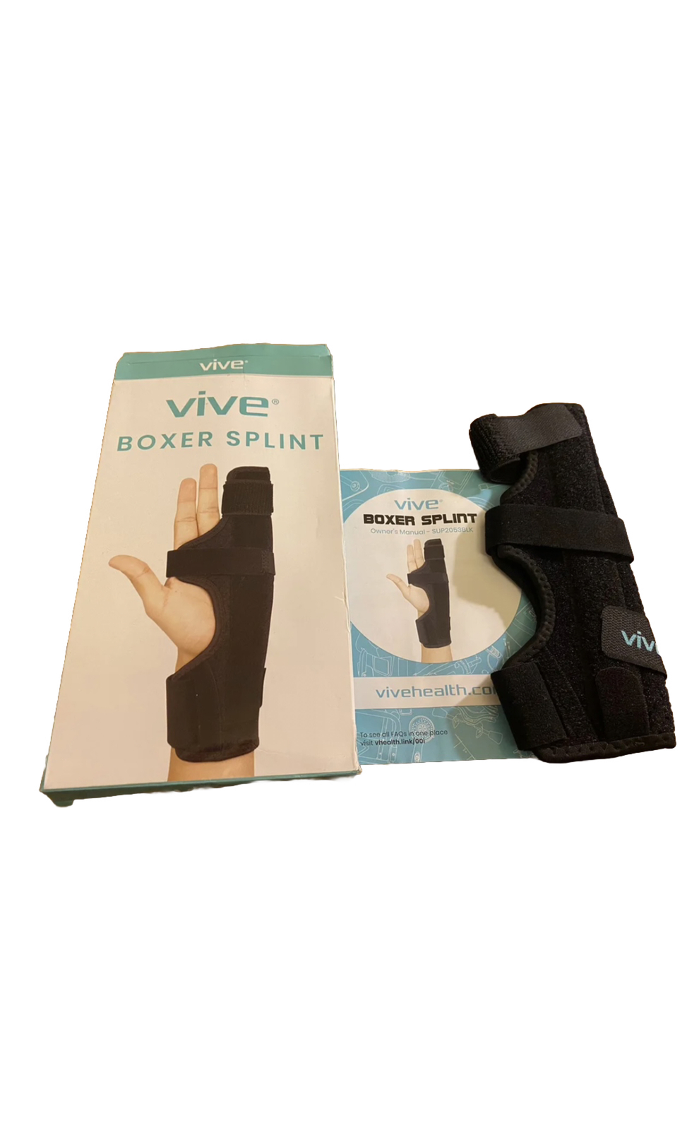 Vive Boxer Finger Splint – Supports Pinky, Ring, Middle Metacarpals and Knuckles