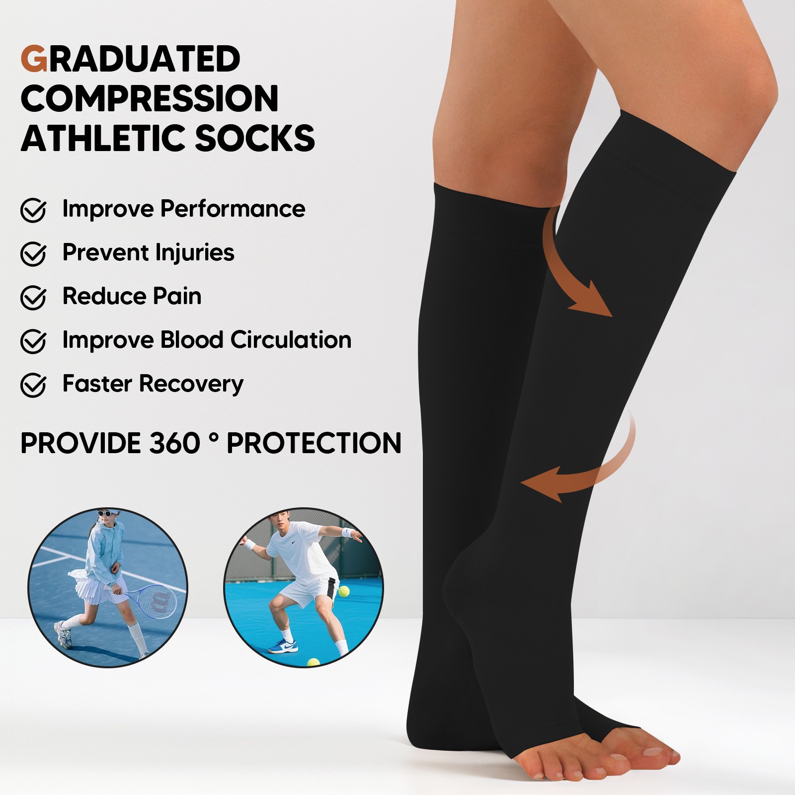 23-32mmHg Compression Socks Graduated Support Socks Women Men Stretchy Stockings