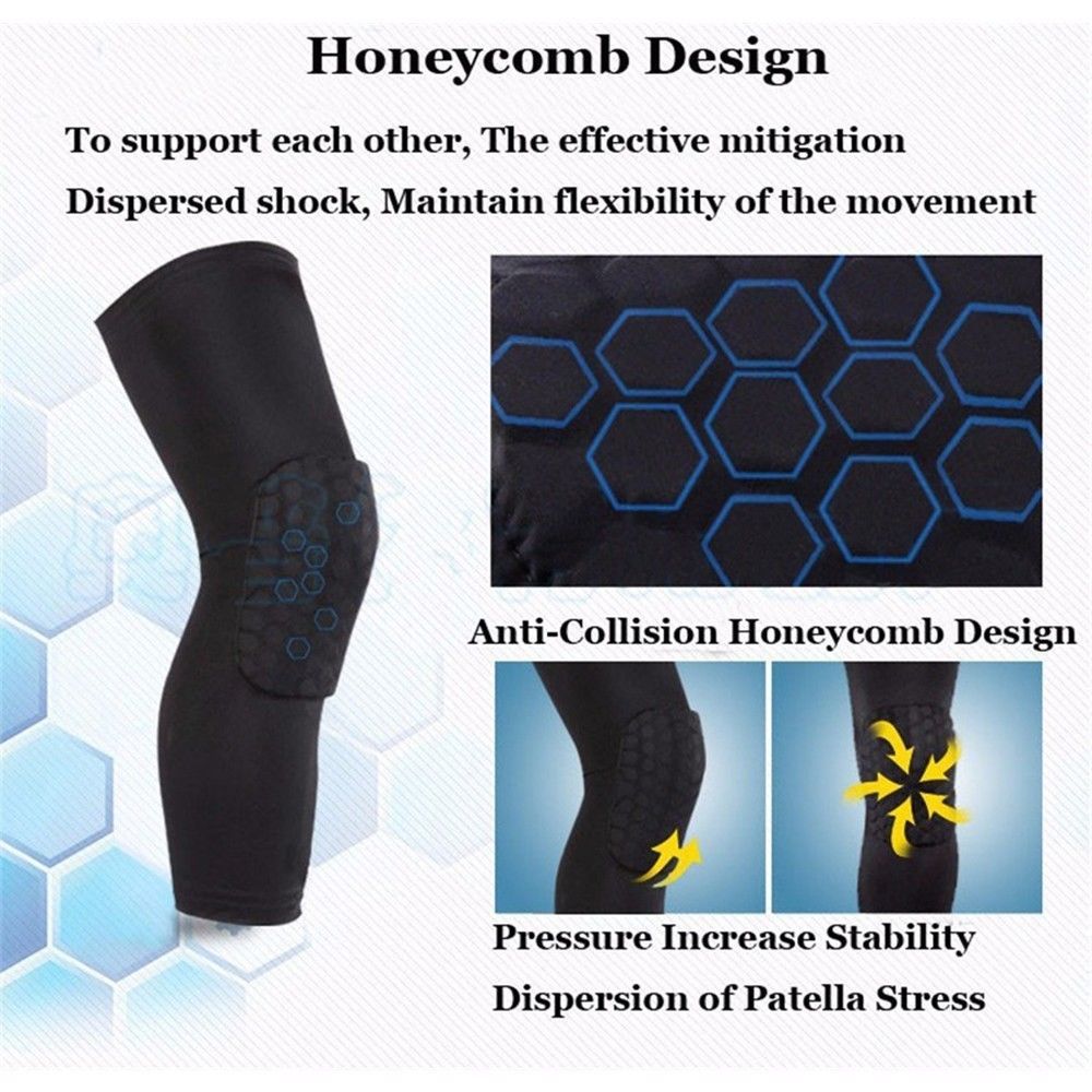 Knee Pad Basketball Leg Protector Knee High Crashproof Antislip Honeycomb Sleeve