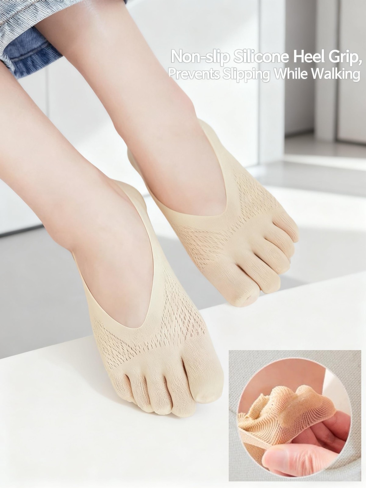 Sqruchel Orthopedic Toe Compression Socks 5 Pairs No Show Toe Socks for Wome…