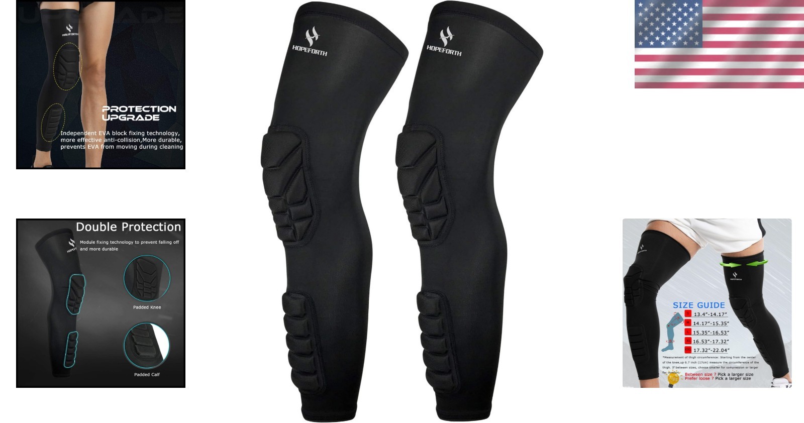 Knee Calf Compression Leg Sleeves 2 Pack with EVA Padding Support for Football