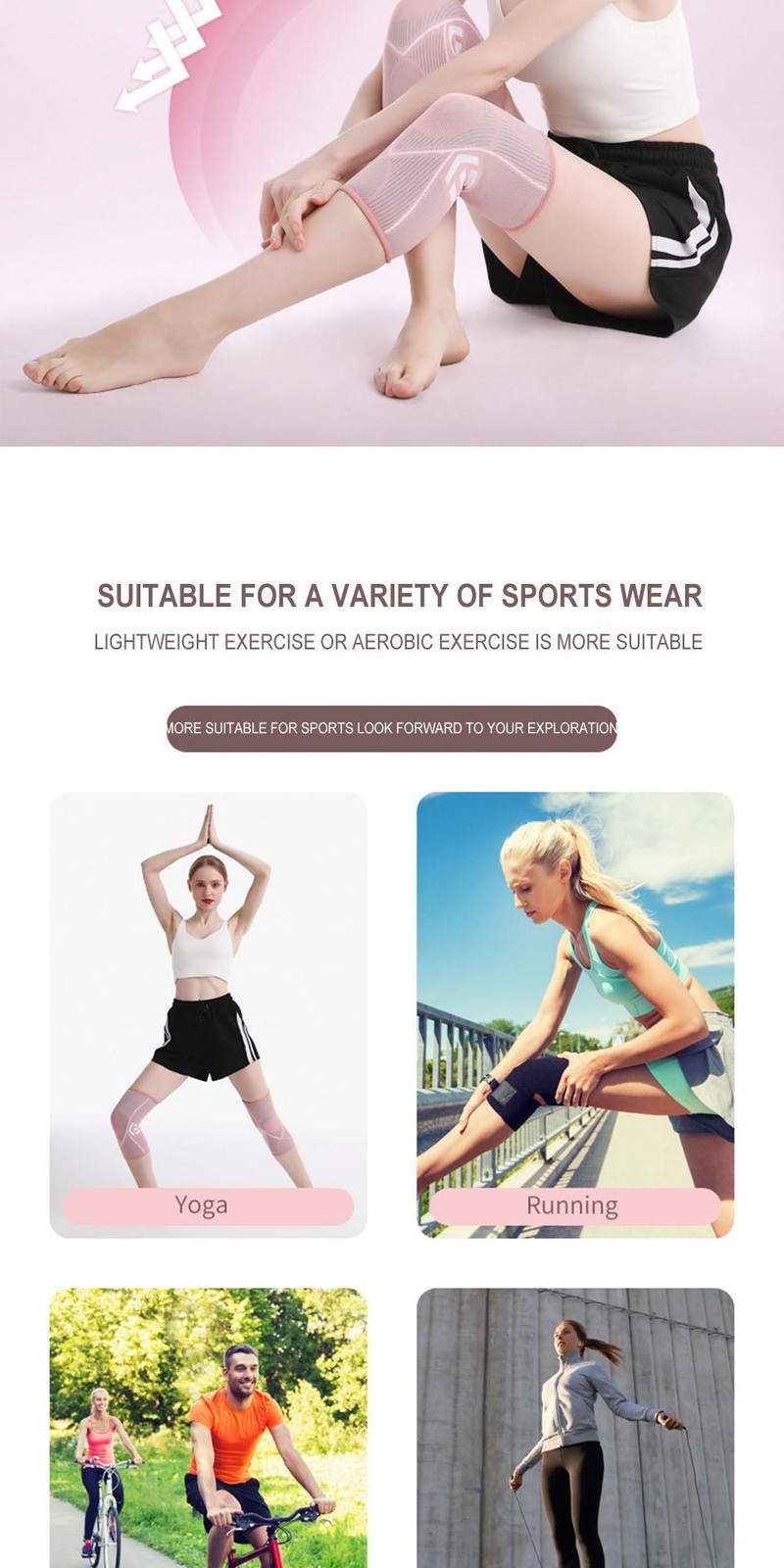 Aolikes 1pcs Knee Supports Brace for Women, Knee Compression Sleeves for Joint P