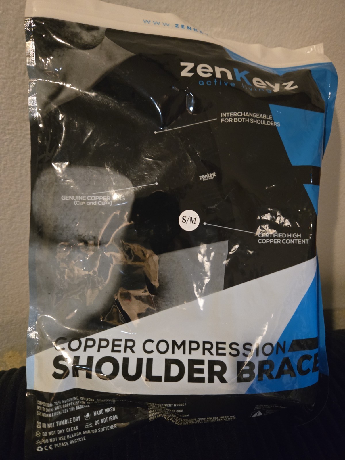 Zenkeyz Active Living Copper Compression Shoulder Brace, S/M Unisex