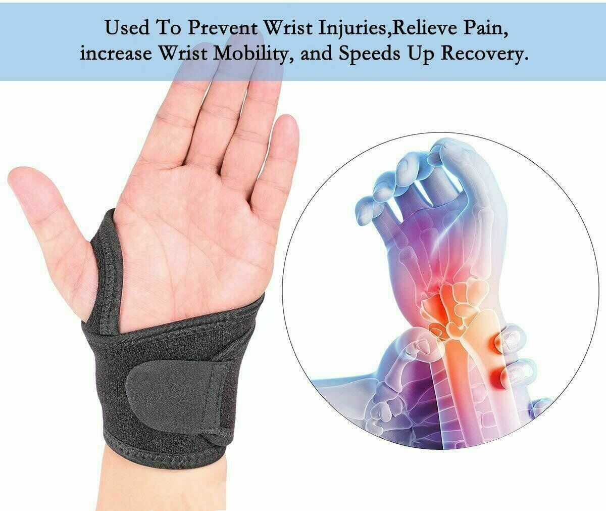 1-2Pc Left Right Wrist Hand Support Brace Carpal Tunnel Arthritis Gym Sports US