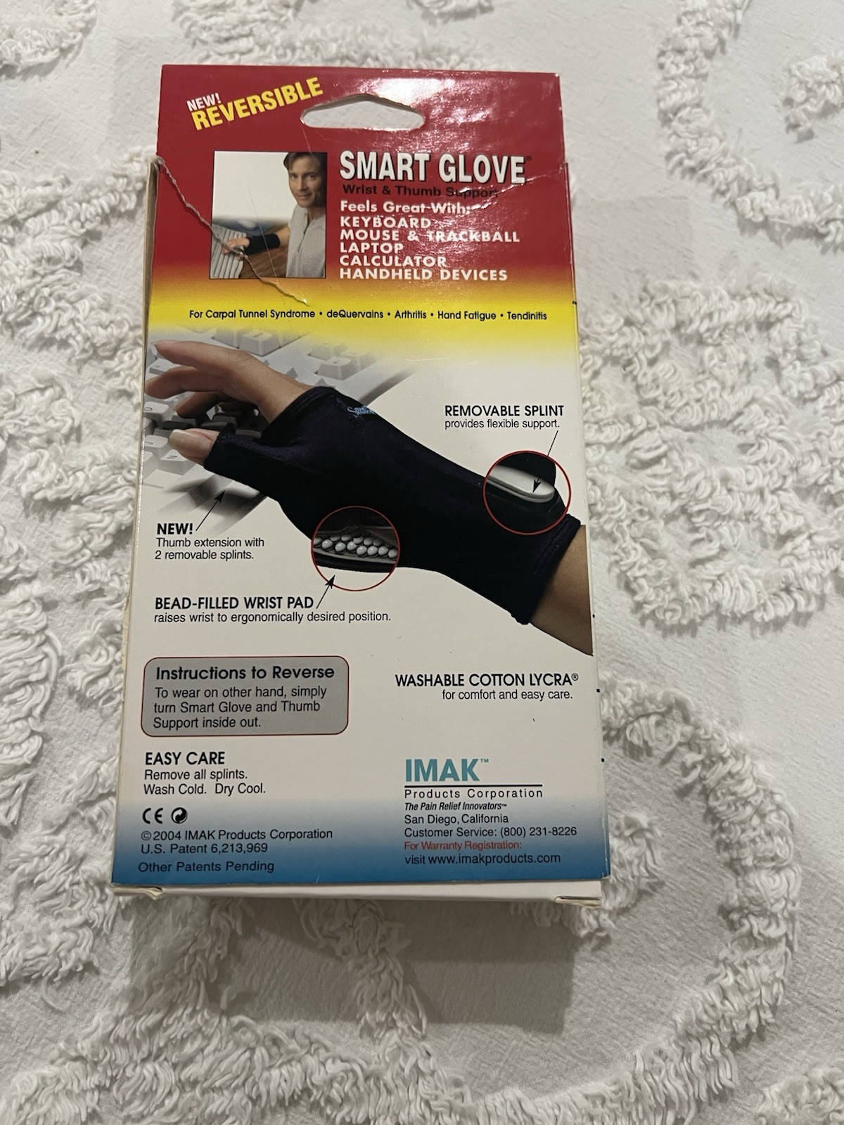 IMAK Smart Glove Wrist & Thumb Support Glove M Black Reversible Splint