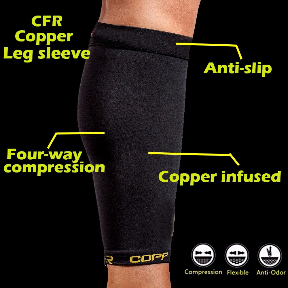 Copper Infused Calf Leg Compression Sleeve Joint Shin Splint Support Brace Gym