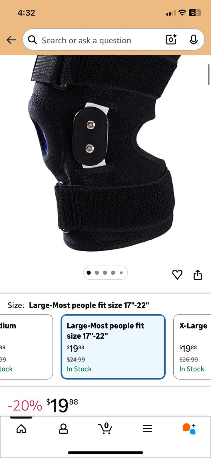 GONAIREY Adjustable Knee Brace Large 17-22″ Pain Relief Stabilization Silicone