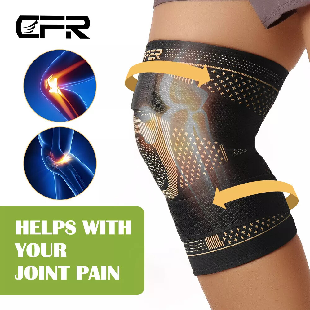Copper Knee Brace Support Compression Sleeve Sport Joint Arthritis Pain Relief