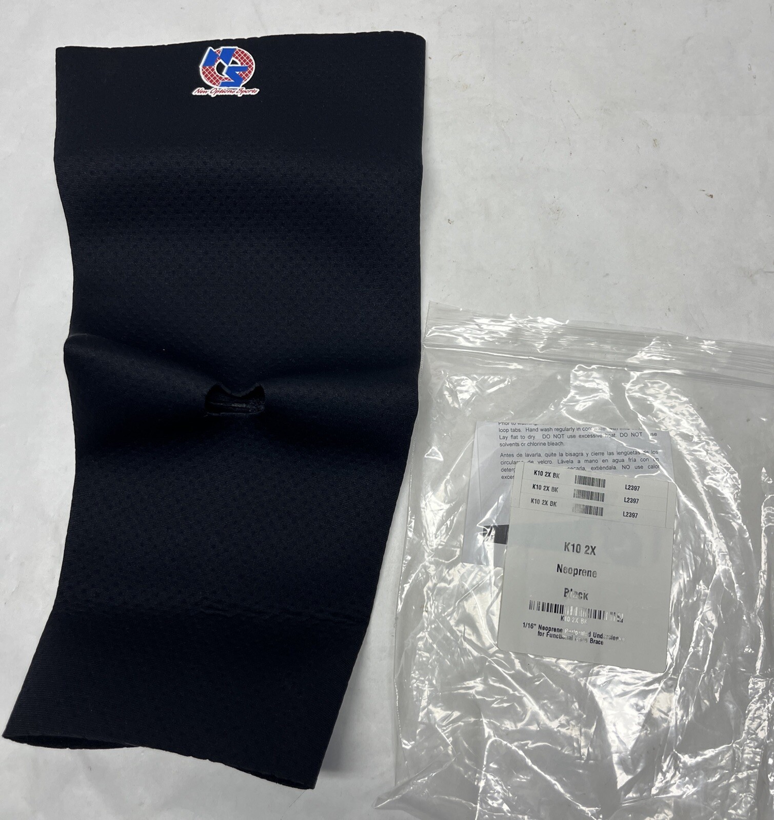 New Option Sports K10 2XL Neoprene Black Knee Brace Sleeve