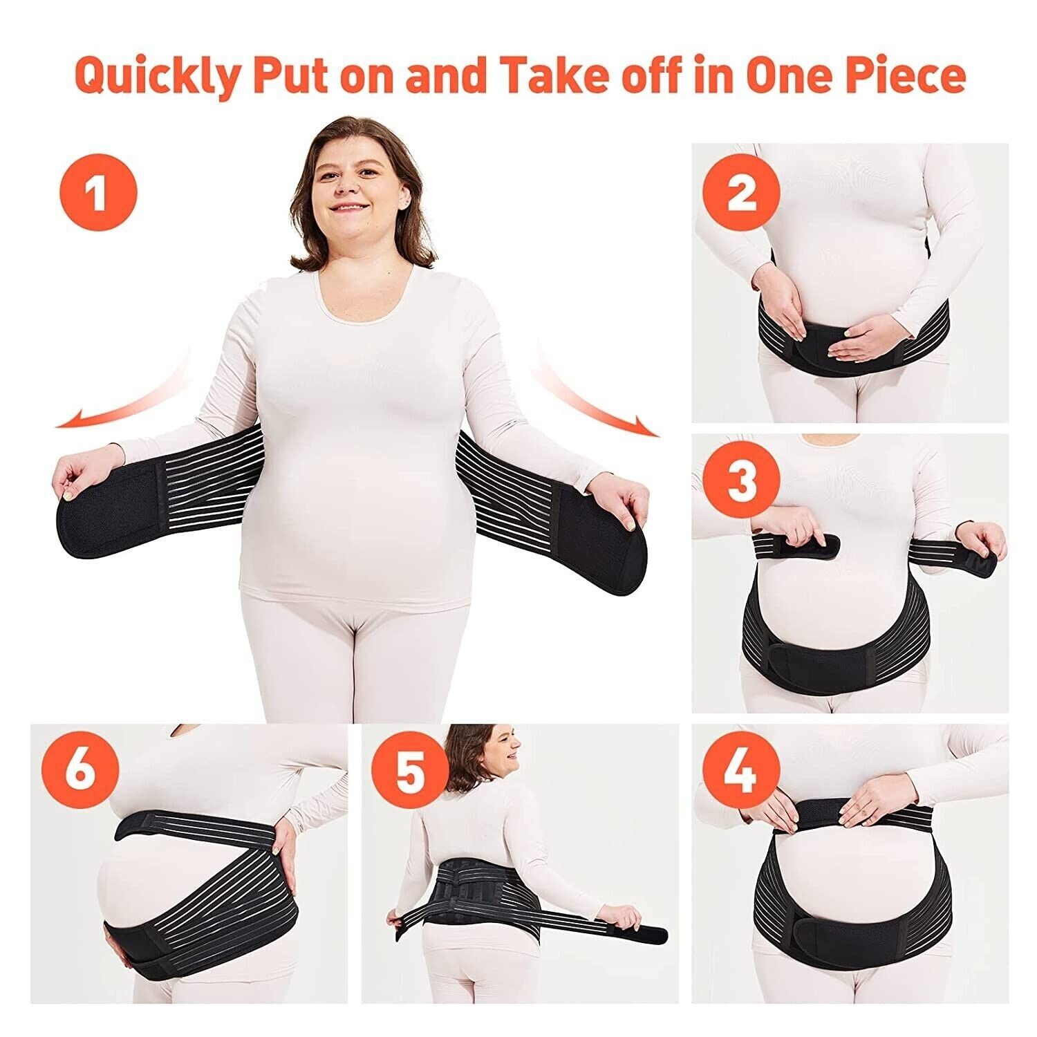 ECOPARTY Maternity Belt, Belly Band Waist Abdominal Back Support~BLK-3XL