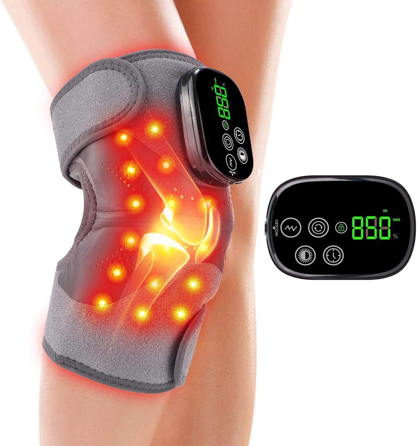 Knee Massager Heat Red Light Therapy Vibration Pain Relief 5000 mAh Rechargeable