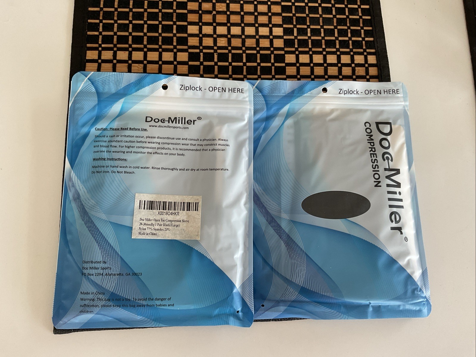 Lot of 2 Doc Miller Open Toe Compression Socks 20-30 mmHg Recovery Varicose BK