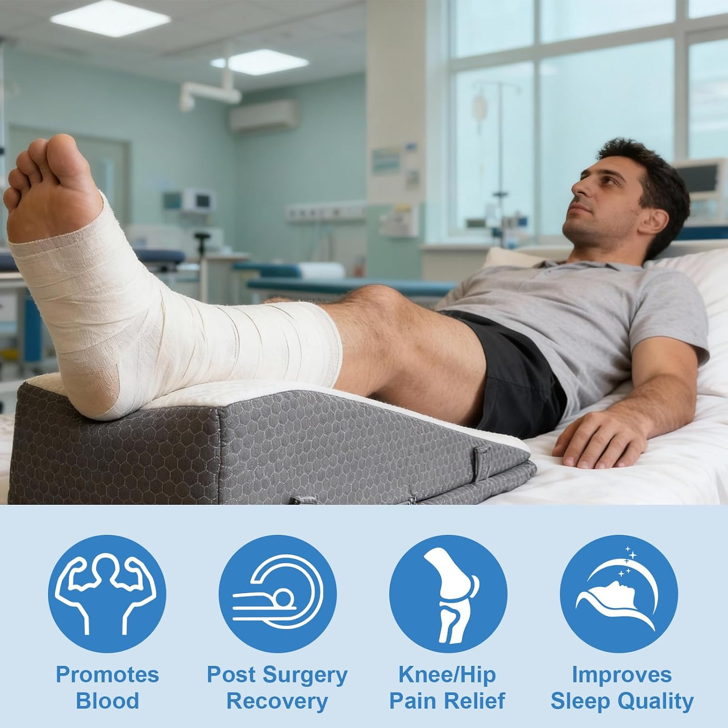 Leg Elevation Pillow Wedge for after Surgery – Adjustable Knee & Ankle Support