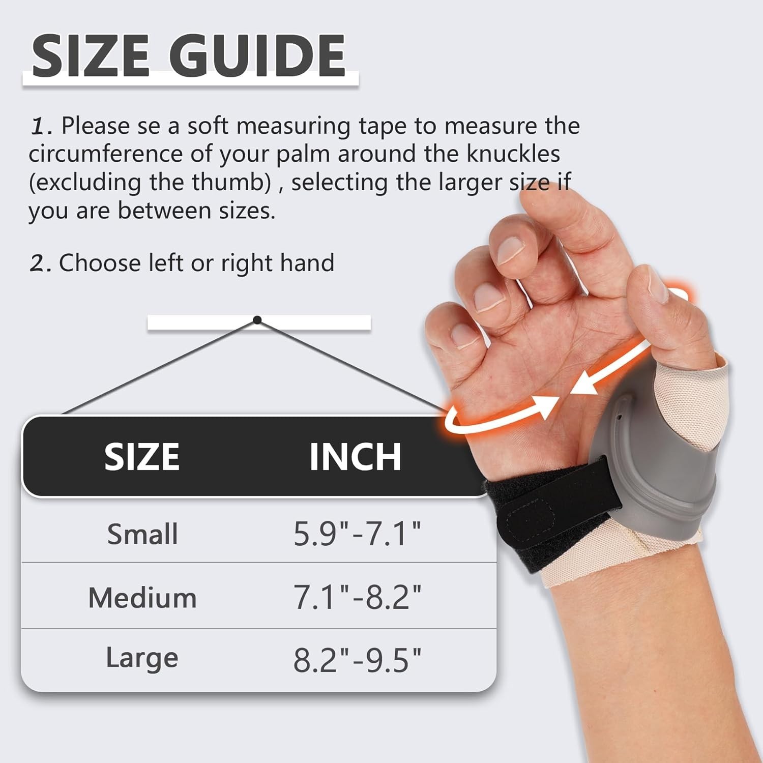 CMC Thumb Brace for Arthritis Adjustable Basal Joint Splint LARGE Right Hand