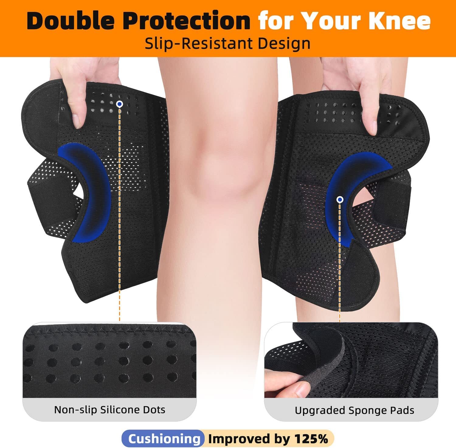 Knee Brace with Side Stabilizers Relieve Meniscus Tear Pain ACL Arthritis Straps