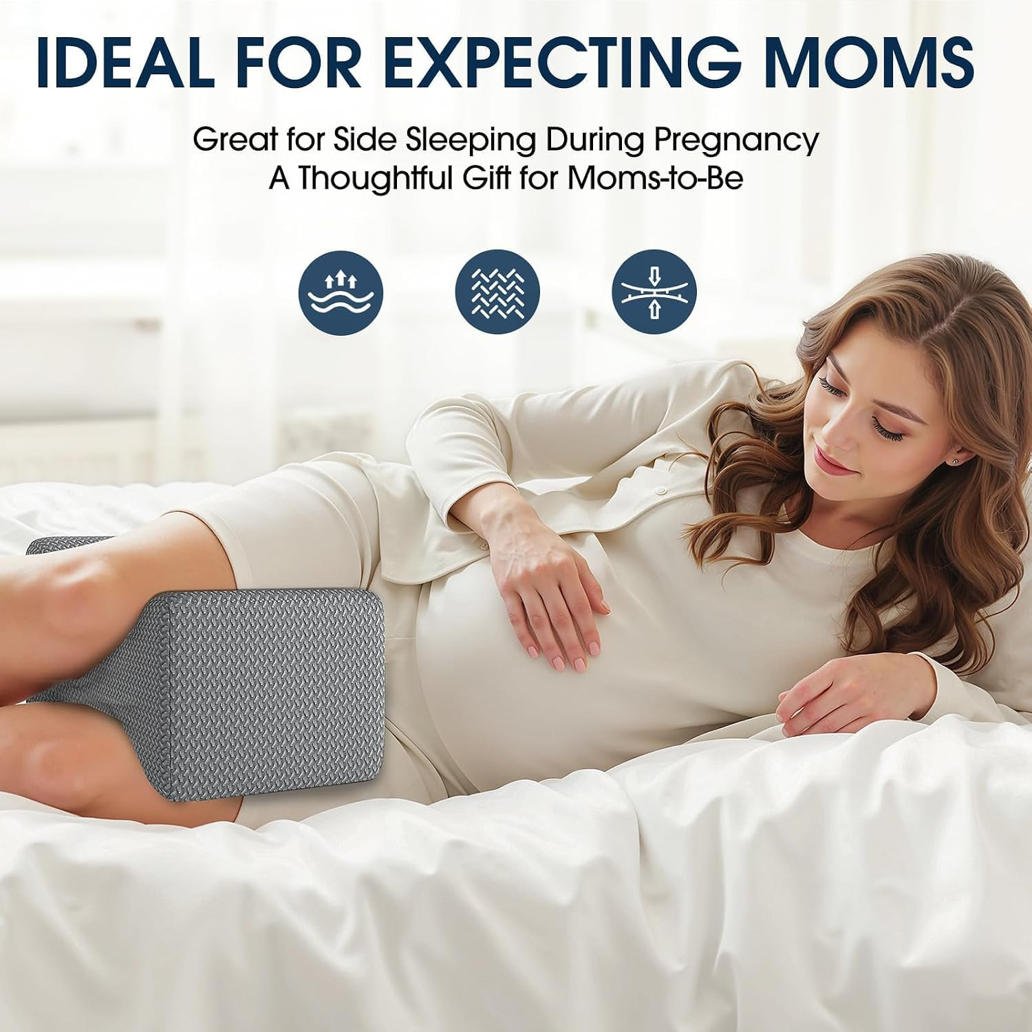 Blisstrends Memory Foam Knee & Leg Pillow for Side Sleepers, Grey, Large | Ergon