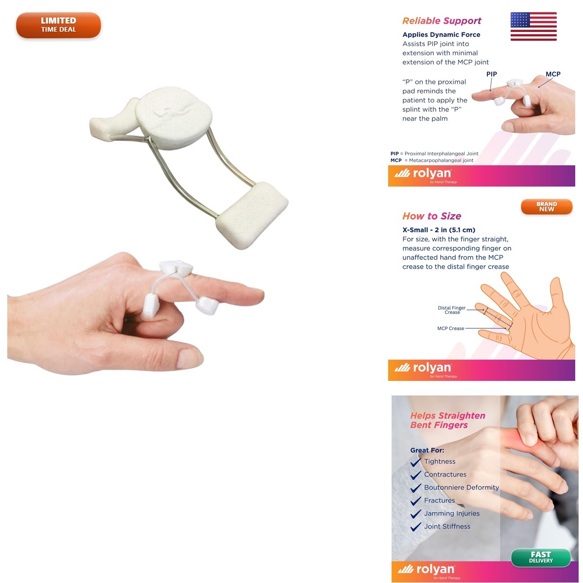 Rolyan Sof-Stretch Finger Extension Splint, Trigger Finger, X-Small, White 24191
