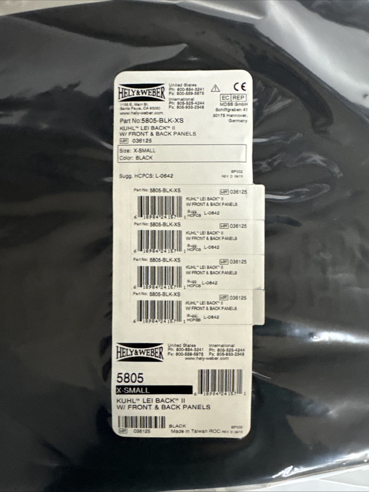 Helly Weber Lei Back 2 W/ Front & Back Panels XS BLACK