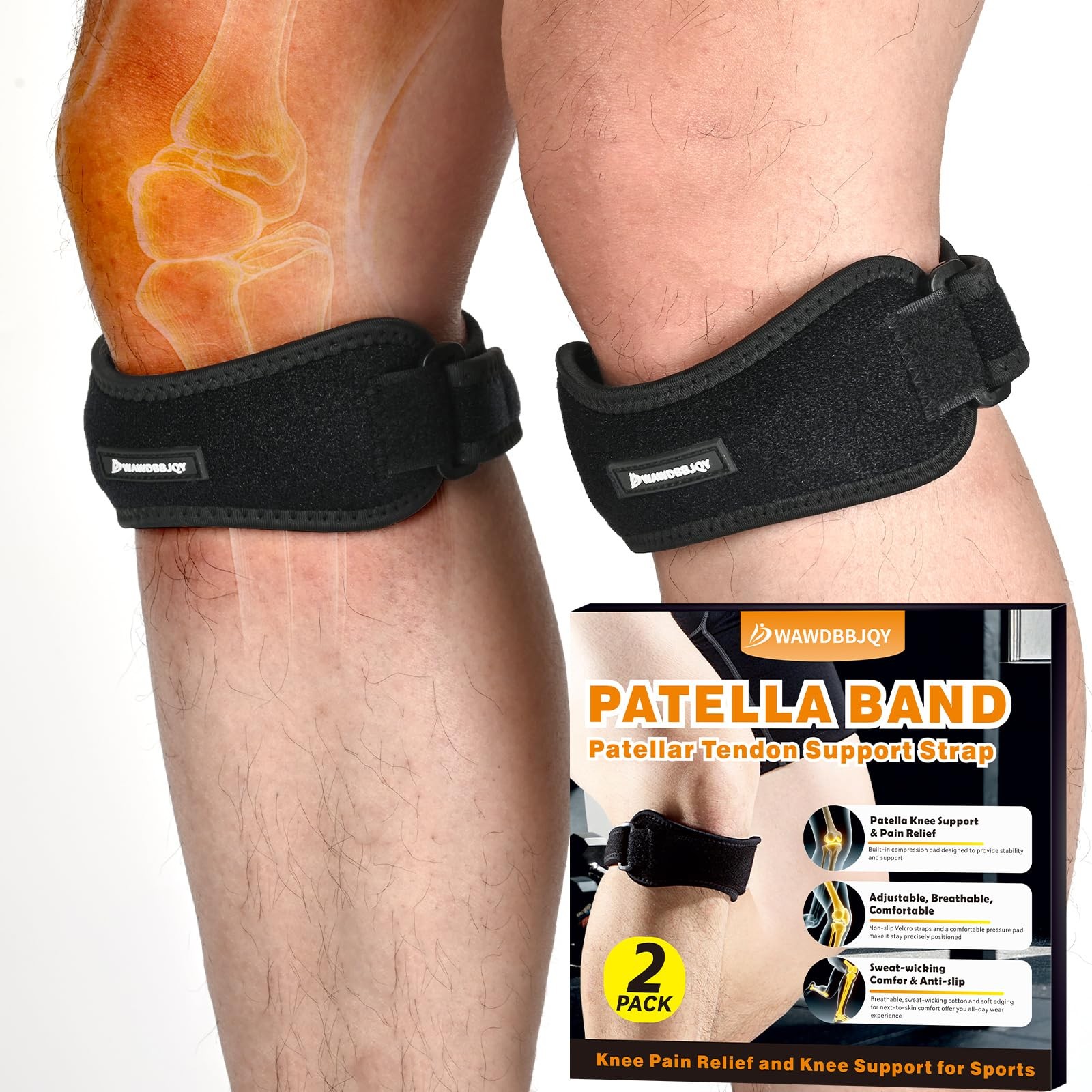 Patella Band – Patellar Tendon Support Strap, 2 Pack Knee Brace for Men and W…