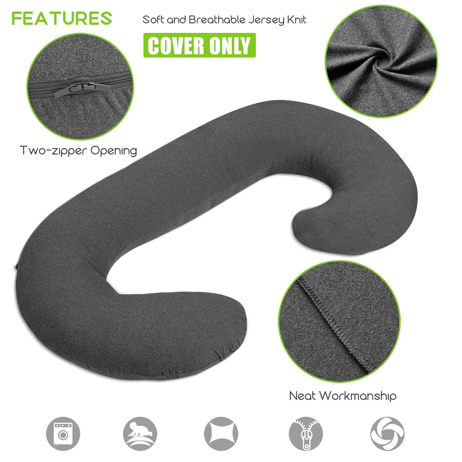 𝐏𝐫𝐞𝐠𝐧𝐚𝐧𝐜𝐲 𝐏𝐢𝐥𝐥𝐨𝐰 𝐂𝐨𝐯𝐞𝐫 C Shaped Full Body Pillow Case 𝐂?…