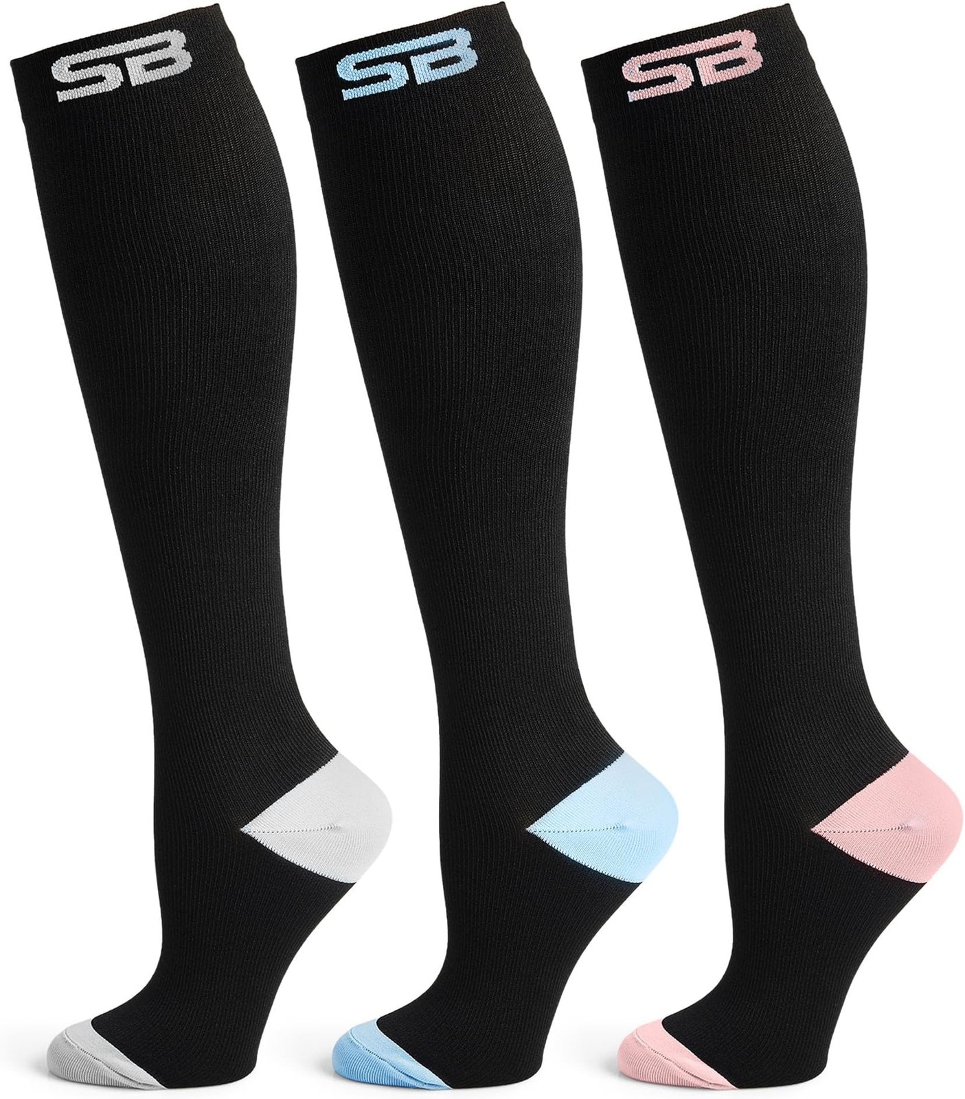 SB SOX 3-Pair Compression Socks for Men & Women (15-20mmHg) – Best Compressio…