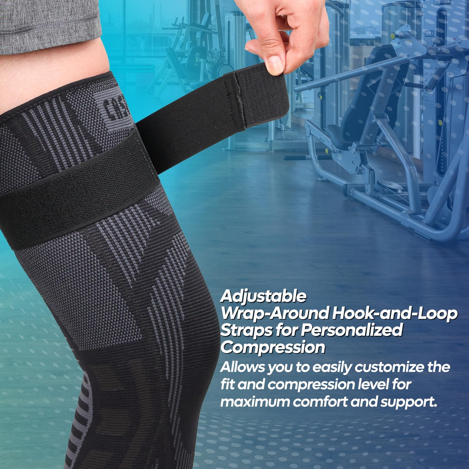 1 Pack Leg Compression Sleeve With Strap, Full Length Thigh Knee Calf Support…